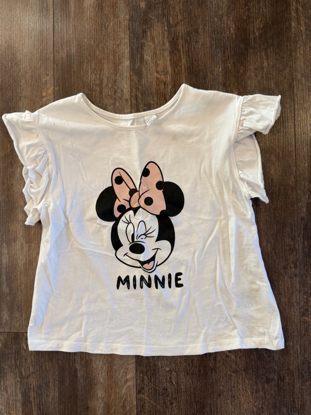 Disney White Minnie Mouse Tee with Pink Polka Dot Bow